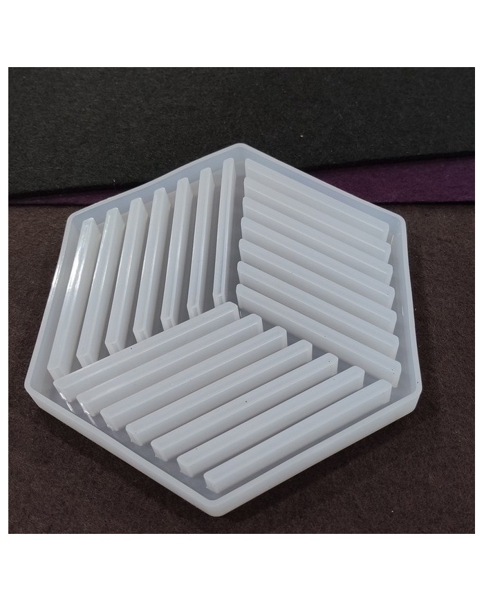 Beton ve Epoksi Silikon Bardak Altı Kalıbı - Altıgen -Kod:194