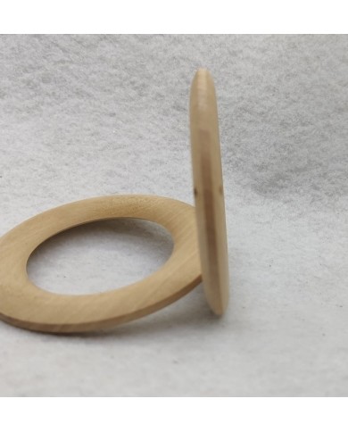 Ahşap Kolye Ucu - Krem Yuvarlak - 3 Adet