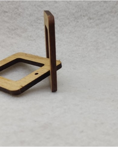 2 Adet - Ahşap Kolye Ucu - Kare