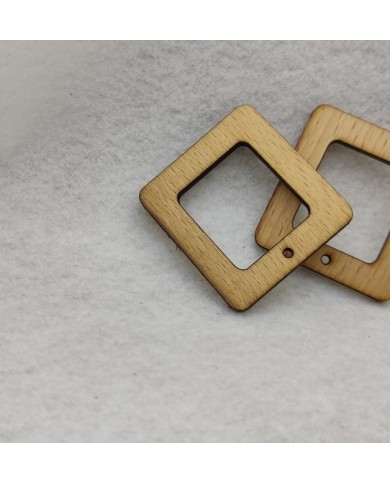 2 Adet - Ahşap Kolye Ucu - Kare