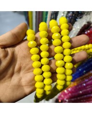 12mm İpe Dizili Kristal Boncuk Mat Sarı - 1 Dizi