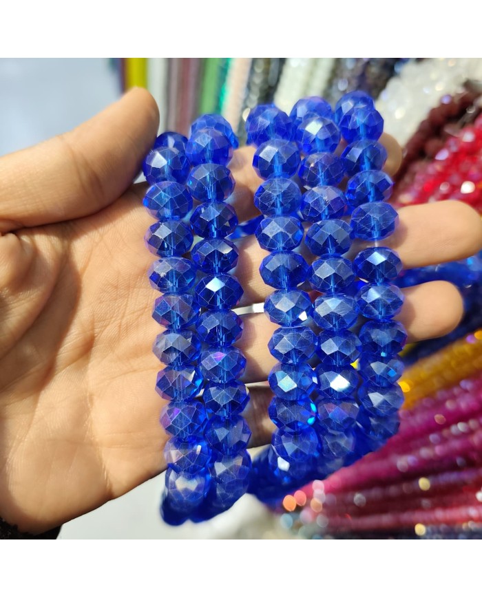 12mm İpe Dizili Kristal Boncuk Lacivert - 1 Dizi