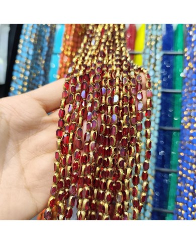 İpe Dizili Çek Cam Boncuk Şeffaf Kırmızı - 1 Dizi