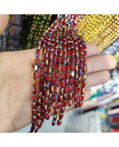 İpe Dizili Çek Cam Boncuk Şeffaf Koyu Kırmızı - 1 Dizi
