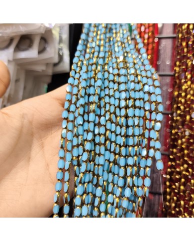 İpe Dizili Çek Cam Boncuk Mat Açık Mavi - 1 Dizi