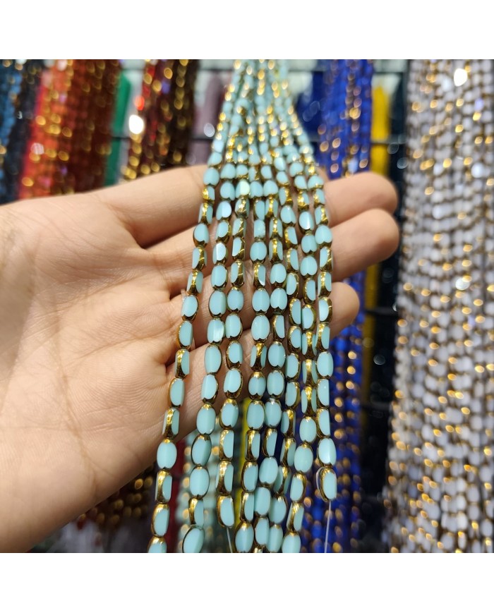 İpe Dizili Çek Cam Boncuk Mat Açık Mavi - 1 Dizi