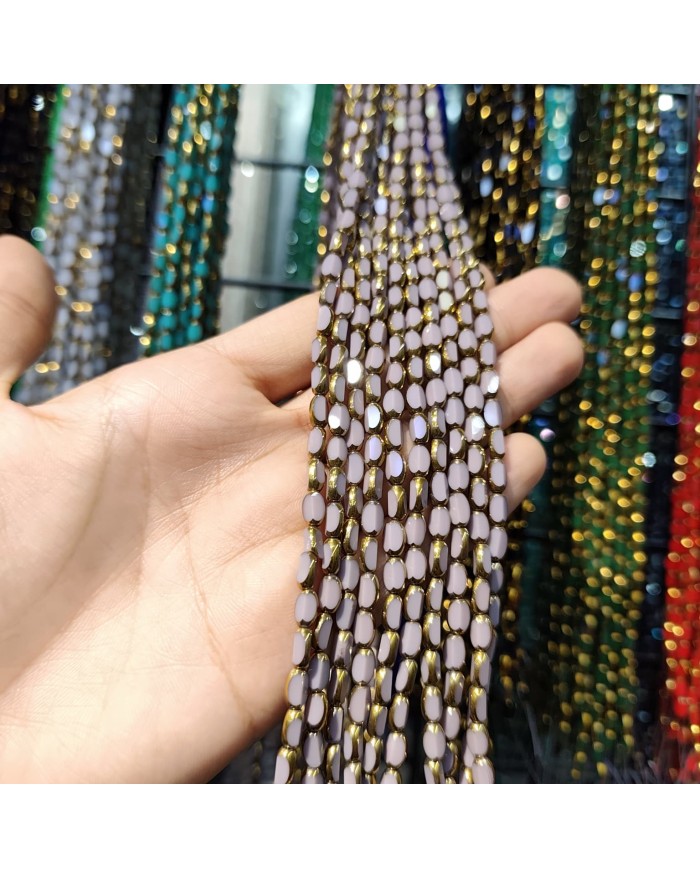 İpe Dizili Çek Cam Boncuk Mat Lila - 1 Dizi