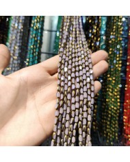 İpe Dizili Çek Cam Boncuk Mat Lila - 1 Dizi