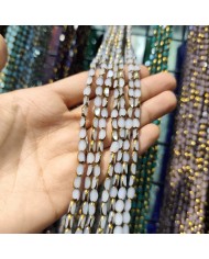 İpe Dizili Çek Cam Boncuk Mat Buz Beyaz - 1 Dizi