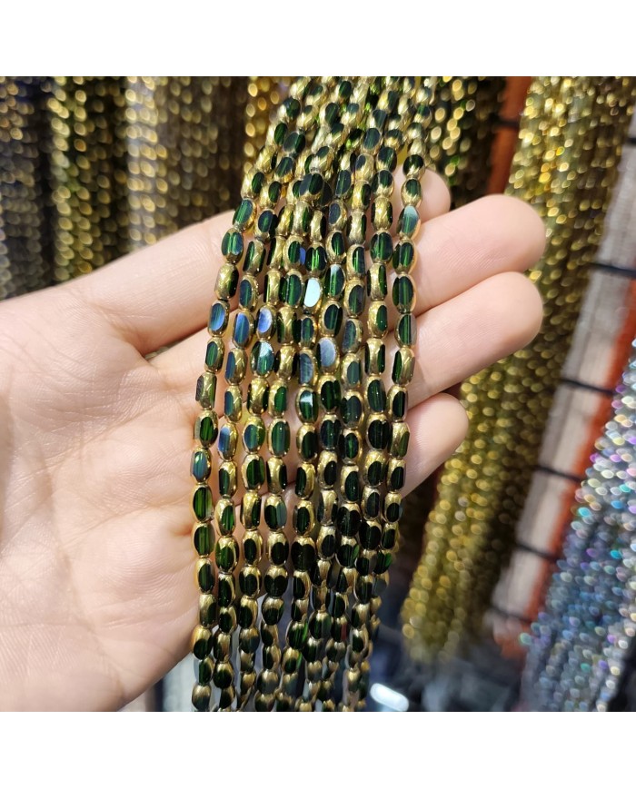 İpe Dizili Çek Cam Boncuk Şeffaf Koyu Yeşil - 1 Dizi