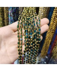 İpe Dizili Çek Cam Boncuk Şeffaf Petrol Mavi - 1 Dizi