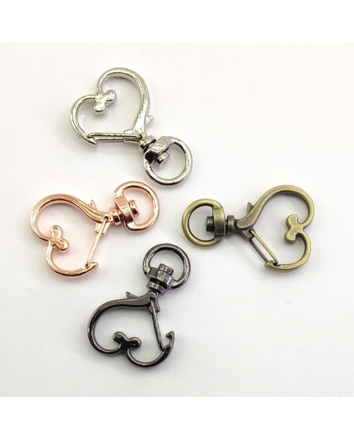 Metal Çanta Kalp Klips - Antik Yeşil - 1 Adet