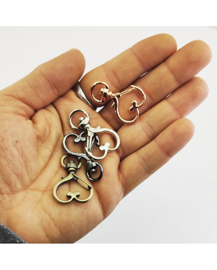 Metal Çanta Kalp Klips - Antik Yeşil - 1 Adet