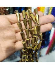 8x16mm İpe Dizili Deve Tabanı Huni Kristal Boncuk Metalik Kaplama Altın - 1 Dizi