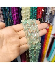 8x16mm İpe Dizili Deve Tabanı Huni Kristal Boncuk Şeffaf Su Yeşili - 1 Dizi