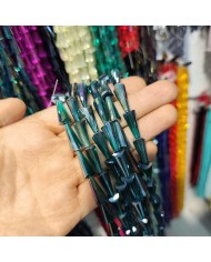 8x16mm İpe Dizili Deve Tabanı Huni Kristal Boncuk Şeffaf Koyu Yeşil - 1 Dizi