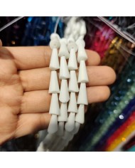8x16mm İpe Dizili Deve Tabanı Huni Kristal Boncuk Mat Beyaz - 1 Dizi