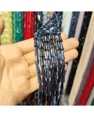 6x12mm İpe Dizili Deve Tabanı Huni Kristal Boncuk Mat Siyah - 1 Dizi