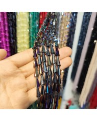 6x12mm İpe Dizili Deve Tabanı Huni Kristal Boncuk Mat Siyah - 1 Dizi