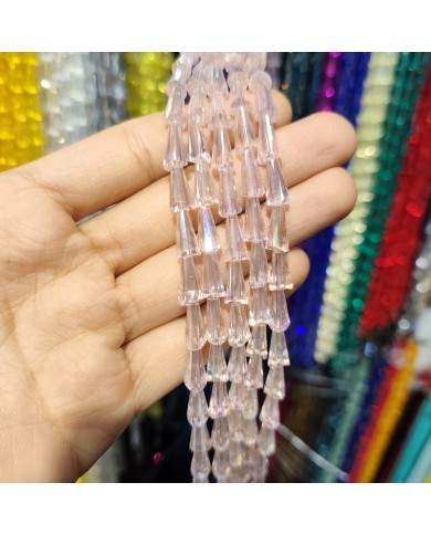 6x12mm İpe Dizili Deve Tabanı Huni Kristal Boncuk Şeffaf - 1 Dizi
