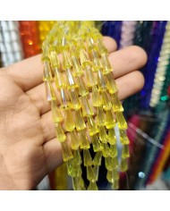 6x12mm İpe Dizili Deve Tabanı Huni Kristal Boncuk Şeffaf Açık Sarı - 1 Dizi