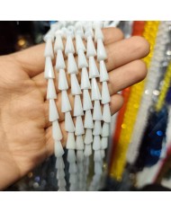 6x12mm İpe Dizili Deve Tabanı Huni Kristal Boncuk Mat Beyaz - 1 Dizi