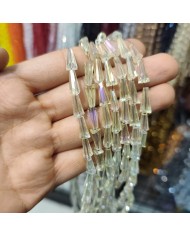 5x10mm İpe Dizili Deve Tabanı Huni Kristal Boncuk Şeffaf Şampanya - 1 Dizi