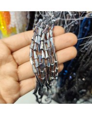 4x8mm İpe Dizili Deve Tabanı Huni Kristal Boncuk Metalik Kaplama Gri - 1 Dizi