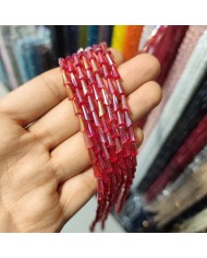 4x8mm İpe Dizili Deve Tabanı Huni Kristal Boncuk Şeffaf Kırmızı - 1 Dizi