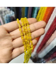 4x8mm İpe Dizili Deve Tabanı Huni Kristal Boncuk Şeffaf Sarı - 1 Dizi