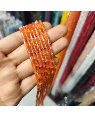 4x8mm İpe Dizili Deve Tabanı Huni Kristal Boncuk Şeffaf Turuncu - 1 Dizi