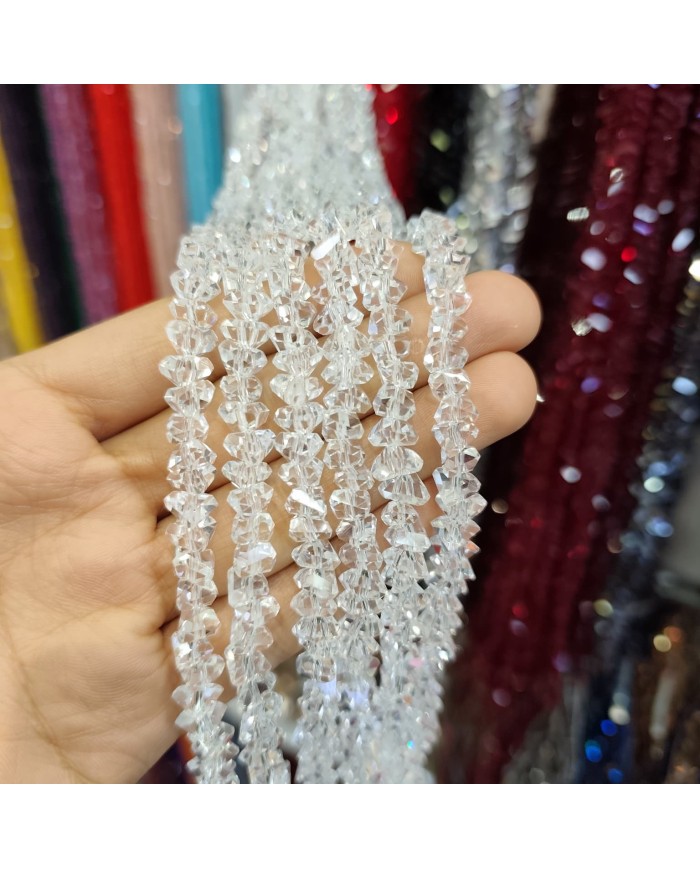 8mm İpe Dizili Üçgen Kristal Boncuk Şeffaf - 1 Dizi