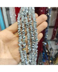 8mm İpe Dizili Üçgen Kristal Boncuk Metalik Kaplama Aynalı Gri - 1 Dizi