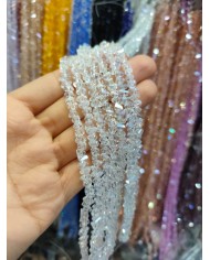 6mm İpe Dizili Üçgen Kristal Boncuk Şeffaf Janjanlı - 1 Dizi