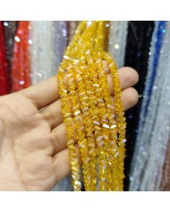 6mm İpe Dizili Üçgen Kristal Boncuk Şeffaf Sarı - 1 Dizi