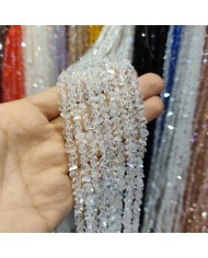 6mm İpe Dizili Üçgen Kristal Boncuk Şeffaf - 1 Dizi