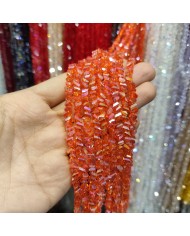 6mm İpe Dizili Üçgen Kristal Boncuk Şeffaf Turuncu - 1 Dizi