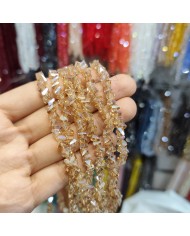 6mm İpe Dizili Üçgen Kristal Boncuk Şeffaf Sarı - 1 Dizi
