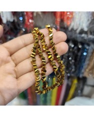 6mm İpe Dizili Üçgen Kristal Boncuk Metalik Kaplama Yağ Yeşili - 1 Dizi