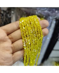 4mm İpe Dizili Üçgen Kristal Boncuk Şeffaf Sarı - 1 Dizi