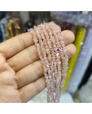 4mm İpe Dizili Üçgen Kristal Boncuk Şeffaf Pudra - 1 Dizi