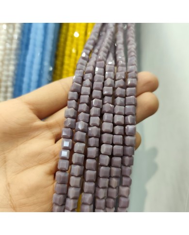 6mm İpe Dizili Küp Kristal Boncuk Mat Gün Kurusu - 1 Dizi