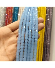 6mm İpe Dizili Küp Kristal Boncuk Mat Buz Mavisi - 1 Dizi