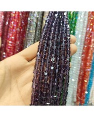 6mm İpe Dizili Küp Kristal Boncuk Şeffaf Koyu Yeşil - 1 Dizi