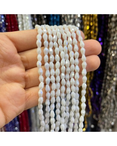 4mm İpe Dizili Damla Kristal Boncuk  - 1 Dizi