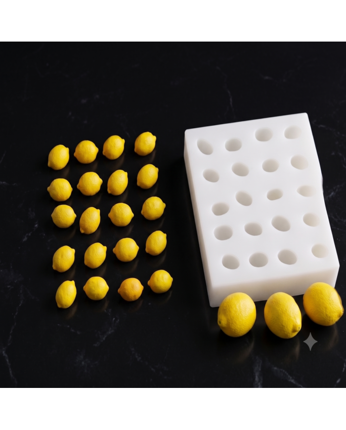 Gerçekçi 20li Yapraksız Limon Silikon Kalıbı – Mum, Sabun ve