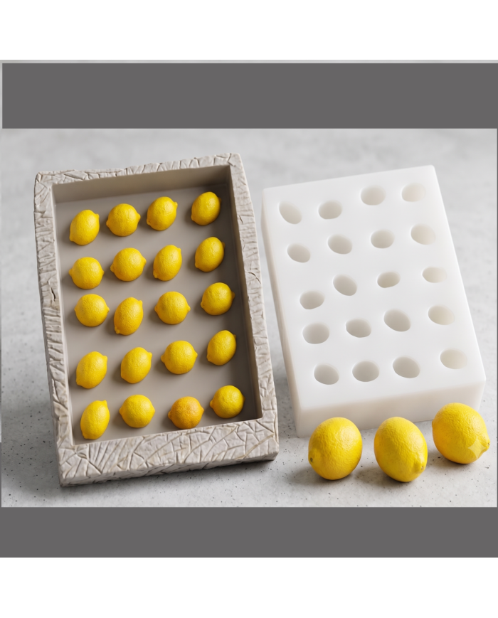 Gerçekçi 20li Yapraksız Limon Silikon Kalıbı – Mum, Sabun ve
