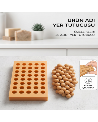 50 Gözlü Gerçekçi Üzüm Tanesi Silikon Kalıbı - 2 cm (Epoksi