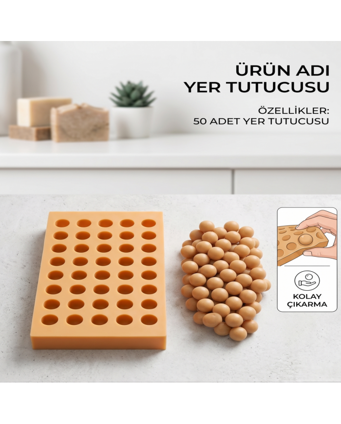 50 Gözlü Gerçekçi Üzüm Tanesi Silikon Kalıbı - 2 cm (Epoksi