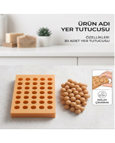 Silikon Üzüm Kalıbı Asimetrik 30'lu Salkım Sabun ve Kokulu Taş